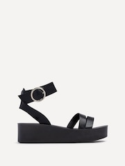 Linzi Black Lillie Two Strap Flat Sandals With Wrap Around Ankle Strap - Image 2 of 5