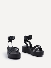 Linzi Black Lillie Two Strap Flat Sandals With Wrap Around Ankle Strap - Image 3 of 5