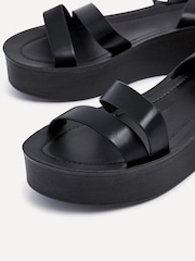 Linzi Black Lillie Two Strap Flat Sandals With Wrap Around Ankle Strap - Image 4 of 5