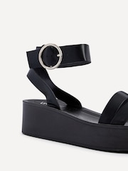 Linzi Black Lillie Two Strap Flat Sandals With Wrap Around Ankle Strap - Image 5 of 5
