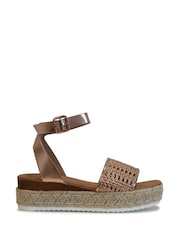 Linzi Gold Rian Two Part Espadrille Inspired Platform Wedges - Image 2 of 4