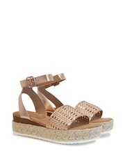 Linzi Gold Rian Two Part Espadrille Inspired Platform Wedges - Image 3 of 4