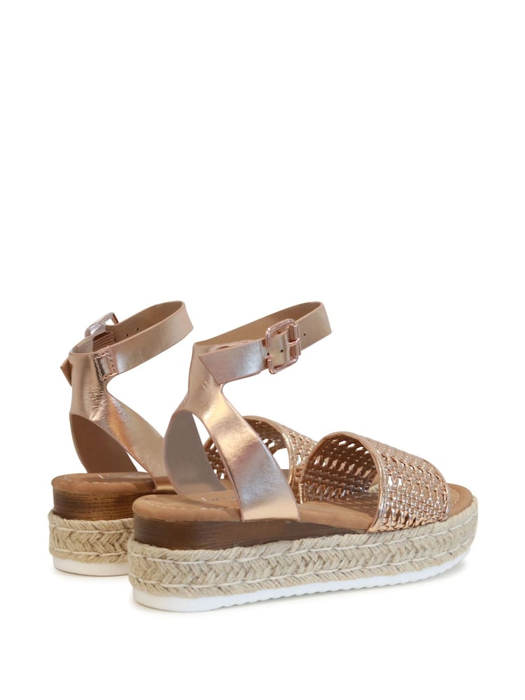 Linzi Gold Rian Two Part Espadrille Inspired Platform Wedges - Image 4 of 4 Linzi Gold Rian Two Part Espadrille Inspired Platform Wedges - Image 4 of 4