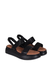 Linzi Black Nimes Open Toe Slingback Flatform Sandals - Image 3 of 4