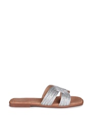 Linzi Silver Nevada Flat Sandals With Embellished Front Strap - Image 2 of 4