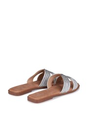 Linzi Silver Nevada Flat Sandals With Embellished Front Strap - Image 4 of 4