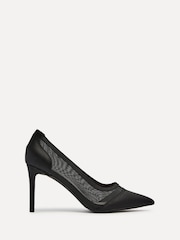 Linzi Black Slick Satin Courts With Mesh Insert - Image 2 of 5