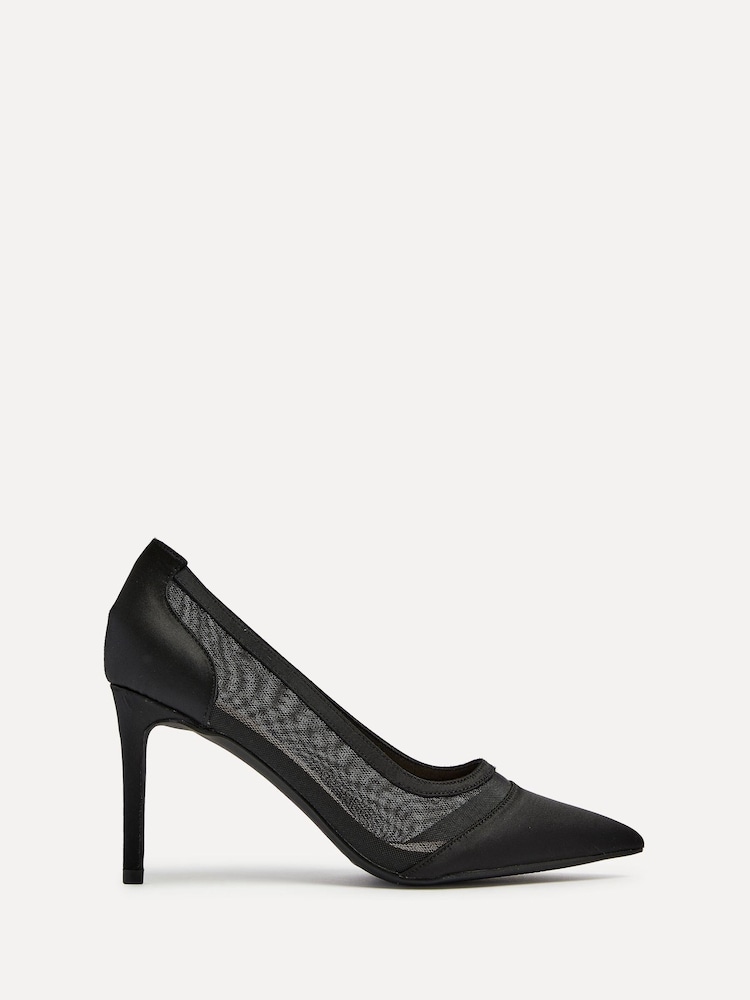 Linzi Black Slick Satin Courts With Mesh Insert - Image 2 of 5