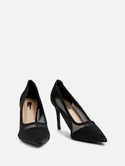 Linzi Black Slick Satin Courts With Mesh Insert - Image 3 of 5