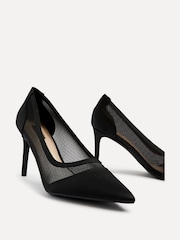Linzi Black Slick Satin Courts With Mesh Insert - Image 5 of 5