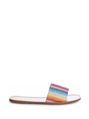 Linzi Pink Dubai Flat Slider Sandals With Rainbow Front Strap - Image 3 of 5