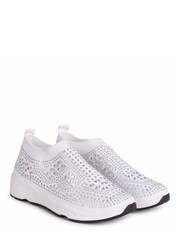 Linzi White Ambitious Sock Trainers With All Over Diamante DetailRubber Sole - Image 3 of 4