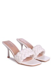 Linzi White Gracie Faux Leather Knotted Design Square Toe Mules - Image 3 of 4
