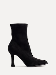 Linzi Black Noelle Square Toe Heeled Sock Ankle Boots - Image 3 of 6