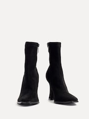 Linzi Black Noelle Square Toe Heeled Sock Ankle Boots - Image 4 of 6