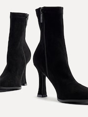 Linzi Black Noelle Square Toe Heeled Sock Ankle Boots - Image 5 of 6