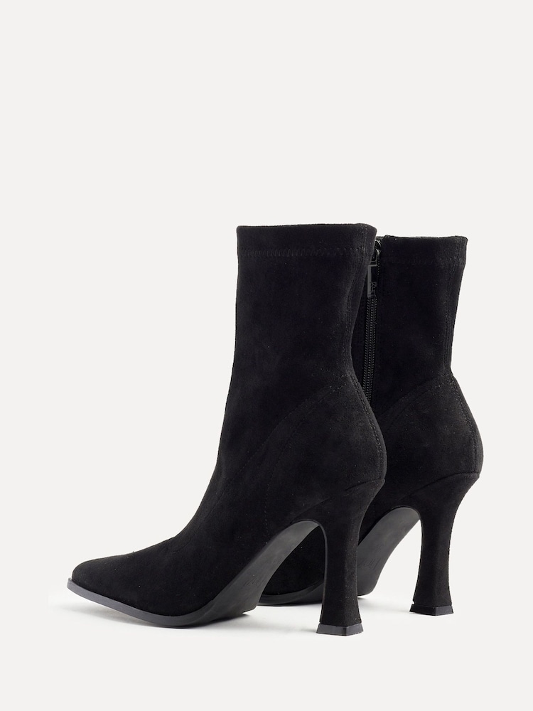 Linzi Black Noelle Square Toe Heeled Sock Ankle Boots - Image 6 of 6
