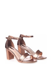 Linzi Brown Lizard Single Sole Block Heels - Image 3 of 4