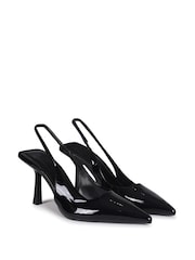 Linzi Black Fling Slingback Court Style Heel Shoes - Image 3 of 4