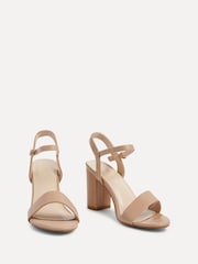 Linzi Mocha Skyline Open Back Barely There Block Heeled Sandals - Image 3 of 5