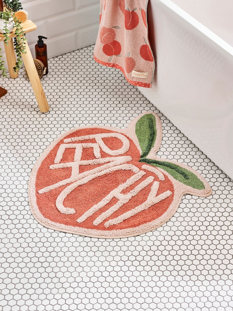 Pink Peach 100% Cotton Bath Mat - Image 1 of 3 Pink Peach 100% Cotton Bath Mat - Image 1 of 3