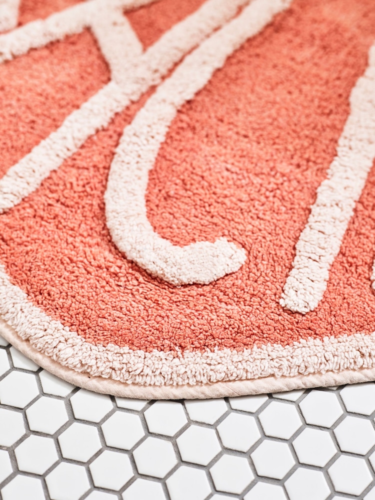 Pink Peach 100% Cotton Bath Mat - Image 2 of 3 Pink Peach 100% Cotton Bath Mat - Image 2 of 3