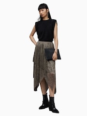 AllSaints Gold Veena Skirt - Image 4 of 8