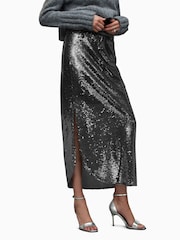 AllSaints Grey Opal Sparkle Skirt - Image 6 of 9