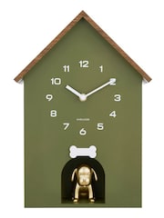 Karlsson Luxury Green Dog House W. Wooden Roof Wall Clock - Image 1 of 4
