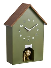 Karlsson Luxury Green Dog House W. Wooden Roof Wall Clock - Image 2 of 4