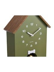 Karlsson Luxury Green Dog House W. Wooden Roof Wall Clock - Image 3 of 4