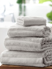 Greige Ribbed Towel with 100% Cotton - Image 1 of 6