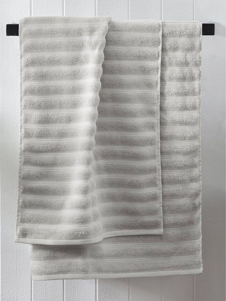 Greige Ribbed Towel with 100% Cotton - Image 2 of 6