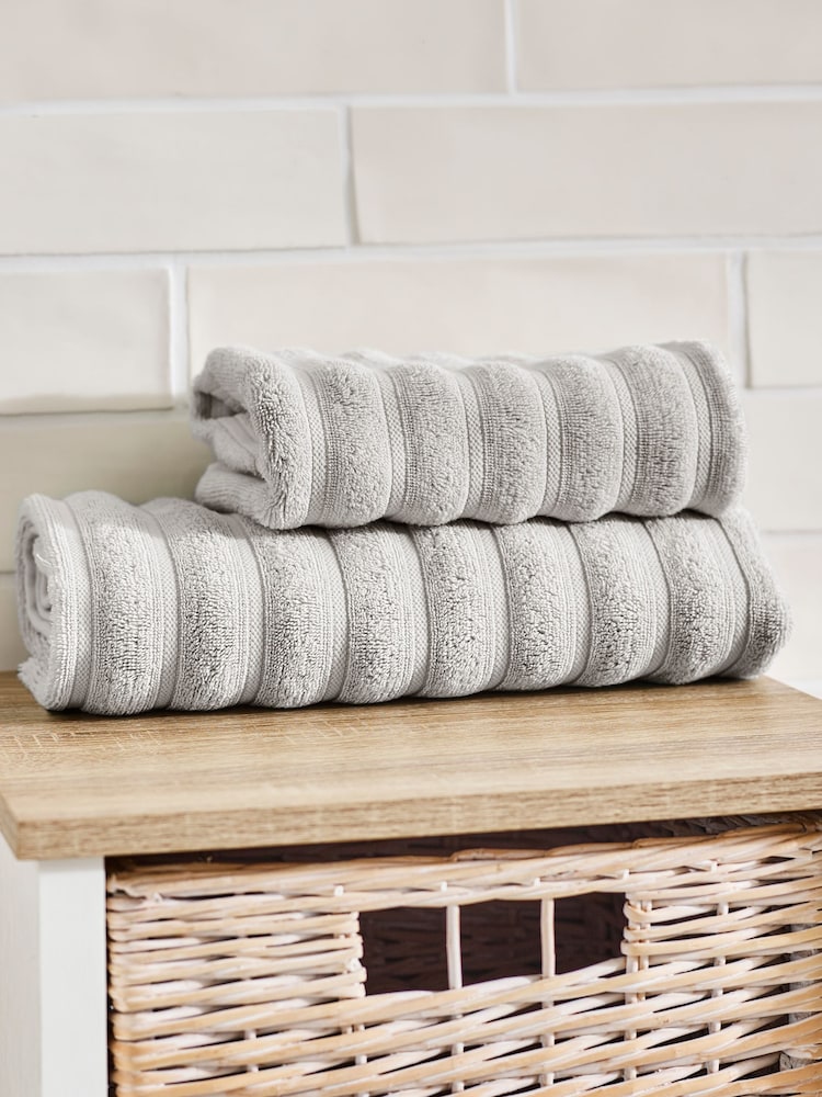 Greige Ribbed Towel with 100% Cotton - Image 6 of 6