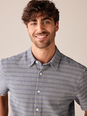 Blue Textured Short Sleeve Shirt - Image 1 of 7