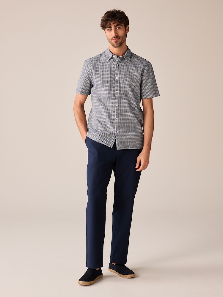 Blue Textured Short Sleeve Shirt - Image 2 of 7