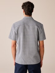 Blue Textured Short Sleeve Shirt - Image 4 of 7