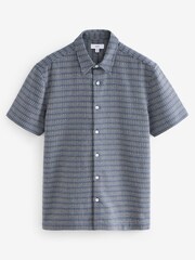 Blue Textured Short Sleeve Shirt - Image 5 of 7