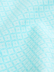 Light Blue 100% Cotton Linen Blend Printed Short Sleeve Oxford Shirt - Image 7 of 7