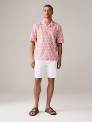 Pink Linen Blend Printed Short Sleeve Shirt - Image 2 of 8