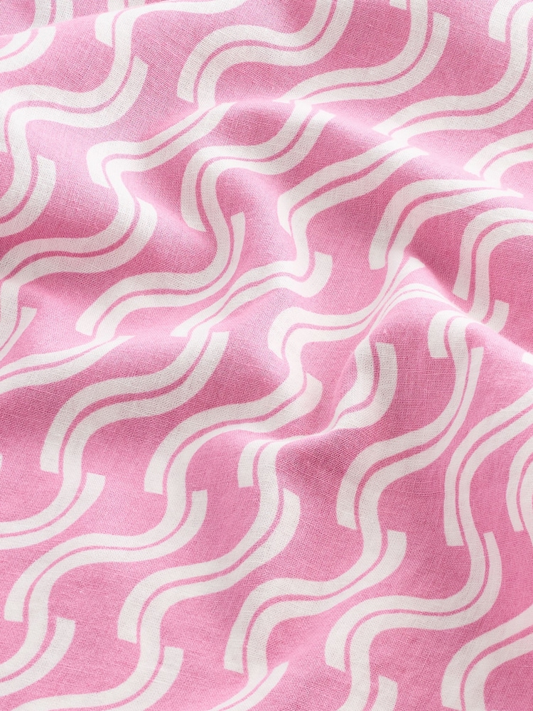 Pink Linen Blend Printed Short Sleeve Shirt - Image 8 of 8