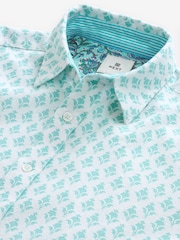 White Linen Blend Printed Roll Sleeve Shirt - Image 6 of 7