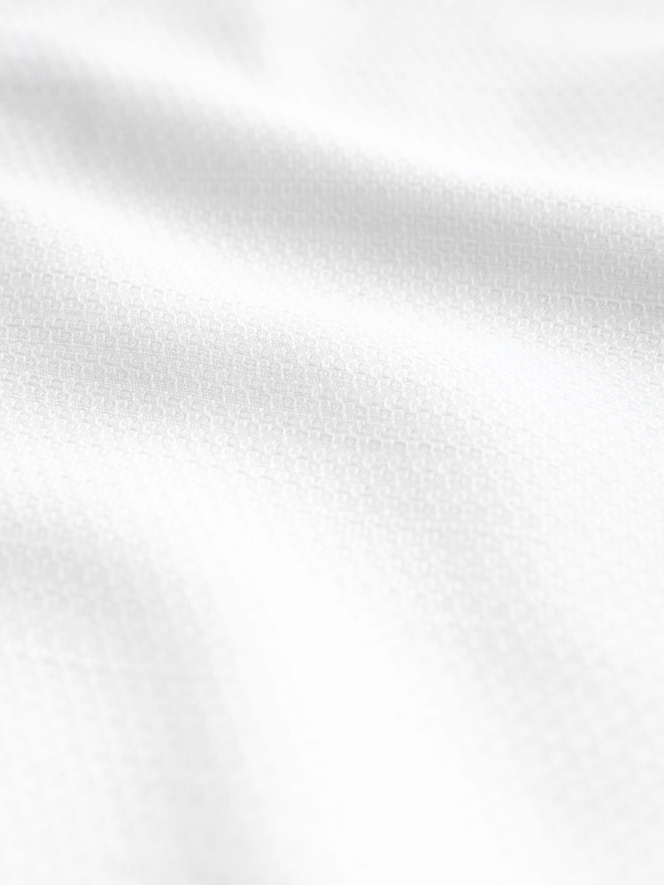 White 100% Cotton Textured Trimmed Short Sleeve Shirt - Image 9 of 9