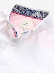 White 100% Cotton Textured Trimmed Short Sleeve Shirt - Image 8 of 9