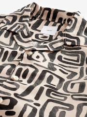 Black/Ecru Printed Short Sleeve Shirt With Cuban Collar - Image 5 of 6