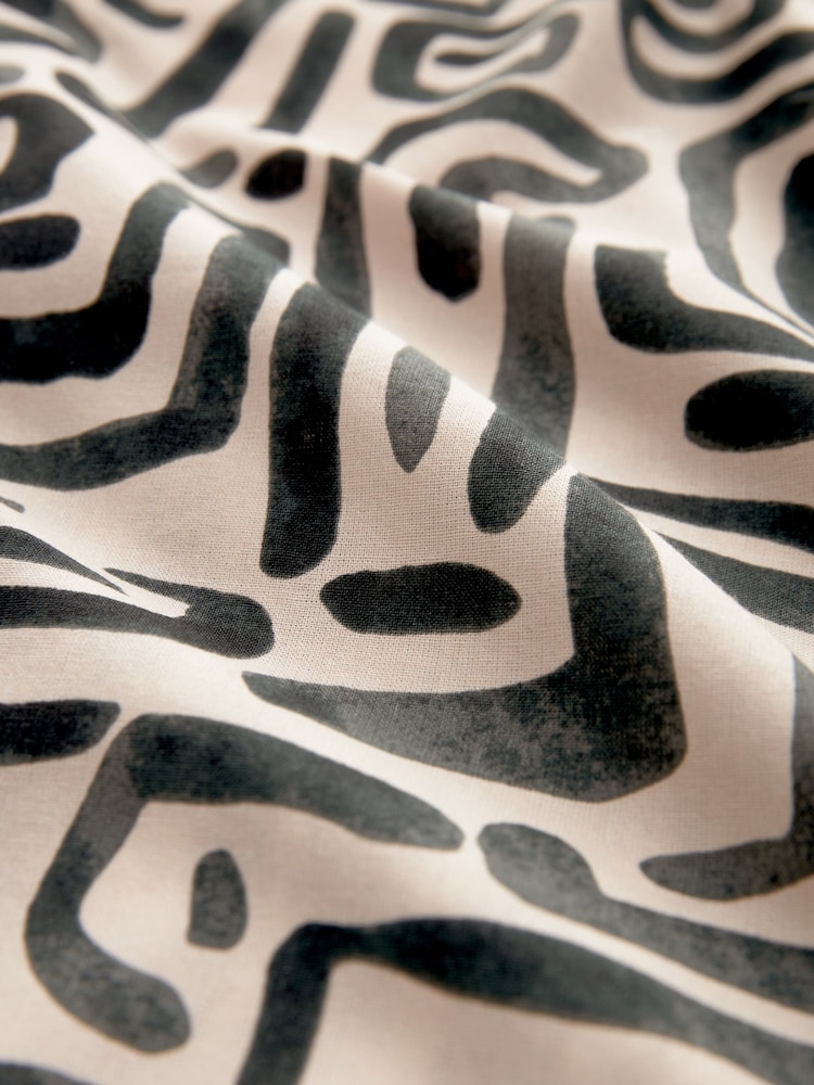 Black/Ecru Printed Short Sleeve Shirt With Cuban Collar - Image 6 of 6 Black/Ecru Printed Short Sleeve Shirt With Cuban Collar - Image 6 of 6