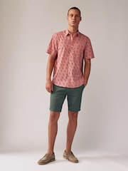 Pink 100% Cotton Floral Print Short Sleeve 100% Cotton Shirt - Image 2 of 7
