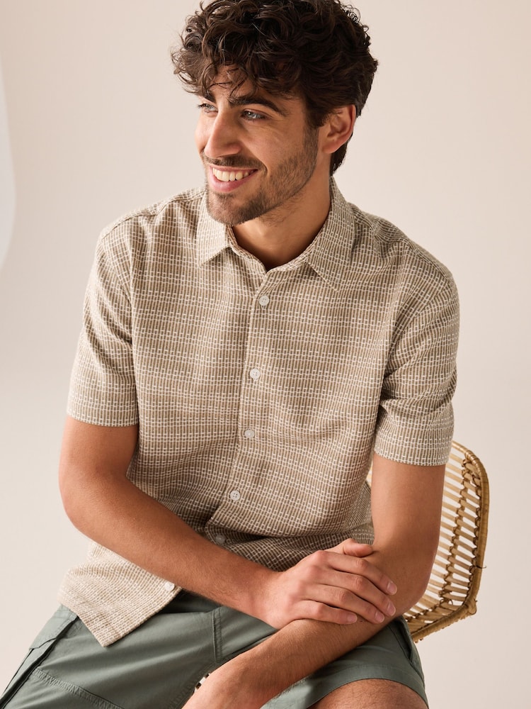 Green Textured Short Sleeve Shirt - Image 1 of 8