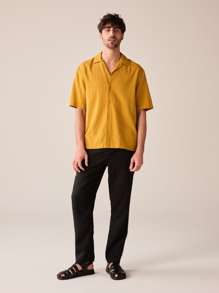 Yellow 100% Cotton Broderie Short Sleeve Shirt - Image 2 of 8