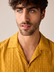 Yellow 100% Cotton Broderie Short Sleeve Shirt - Image 5 of 8